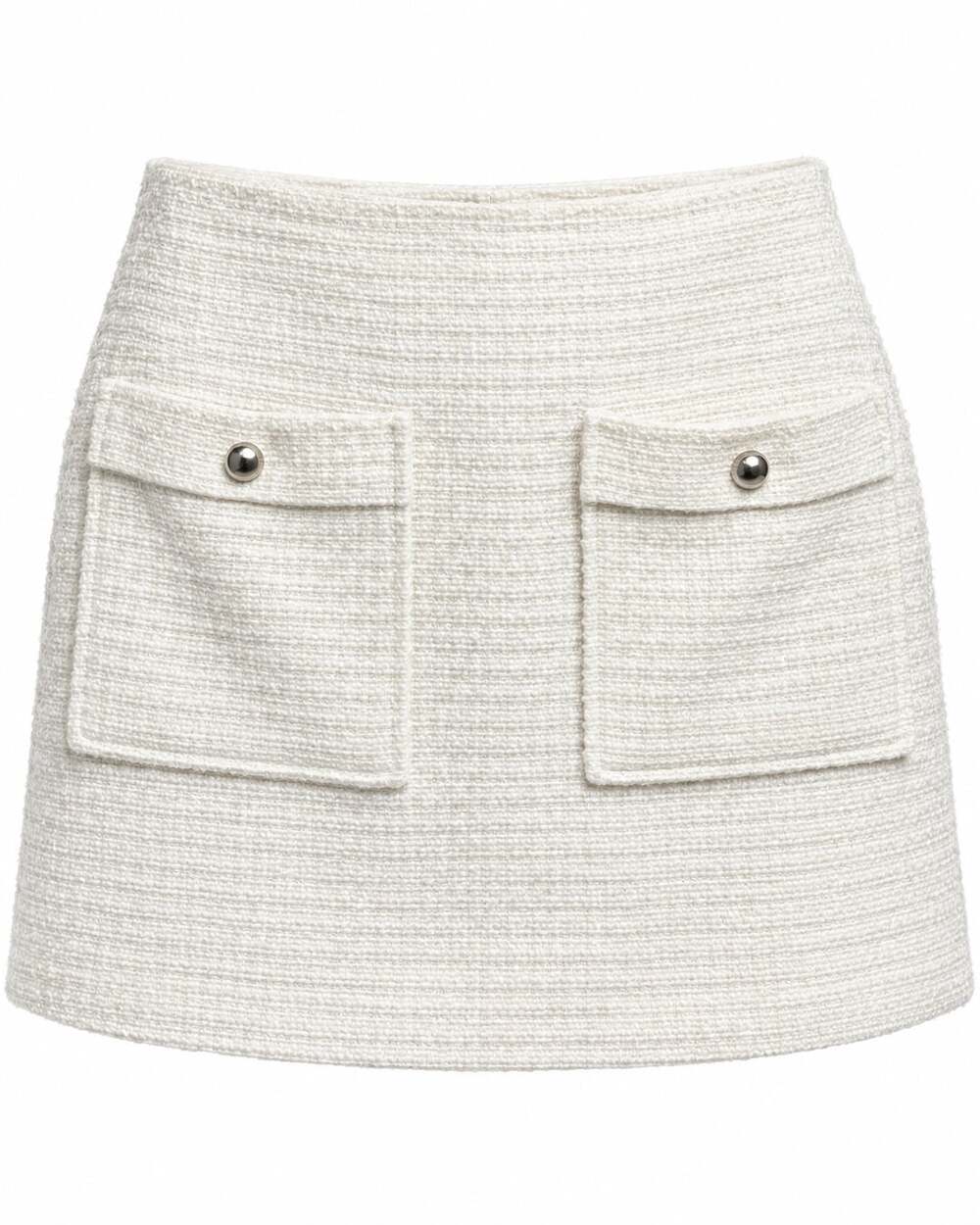 Reformation Tweed Skirt Size 12 White Mini Pocket